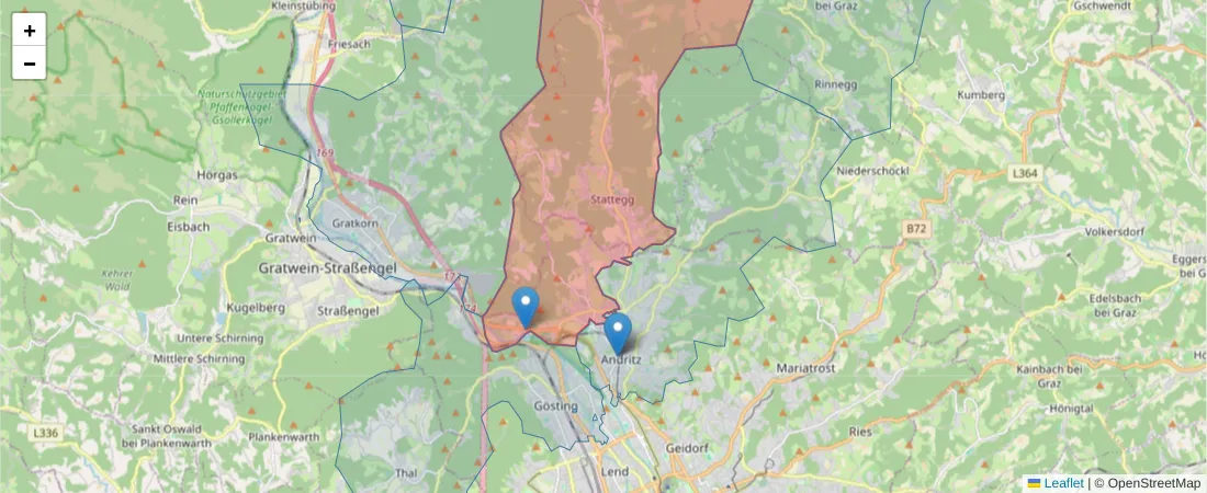 Karte des Postleitzahlen Bereichs  und der umliegenden Postleitzahlen in Deutschland