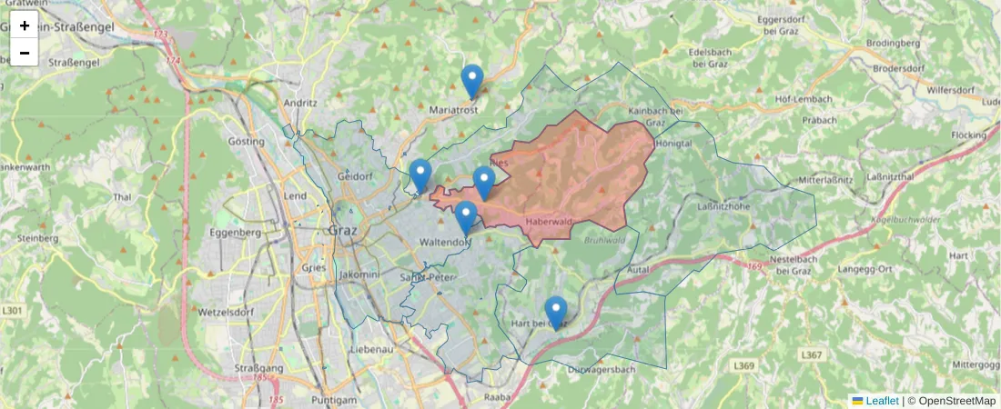 Karte des Postleitzahlen Bereichs  und der umliegenden Postleitzahlen in Deutschland