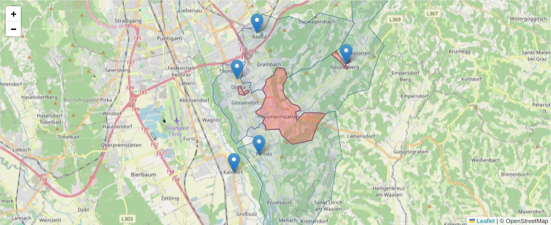 Karte des Postleitzahlen Bereichs  und der umliegenden Postleitzahlen in Deutschland