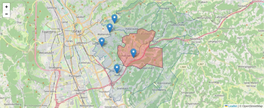 Karte des Postleitzahlen Bereichs  und der umliegenden Postleitzahlen in Deutschland