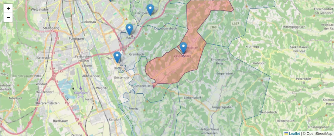 Karte des Postleitzahlen Bereichs  und der umliegenden Postleitzahlen in Deutschland