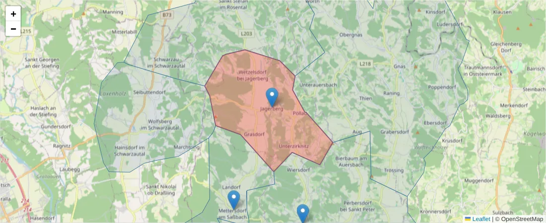 Karte des Postleitzahlen Bereichs  und der umliegenden Postleitzahlen in Deutschland