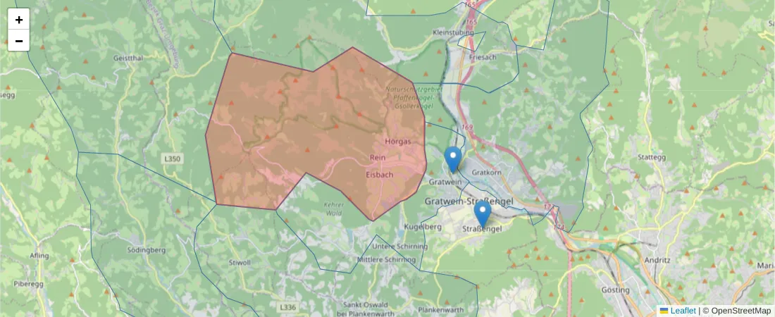 Karte des Postleitzahlen Bereichs  und der umliegenden Postleitzahlen in Deutschland