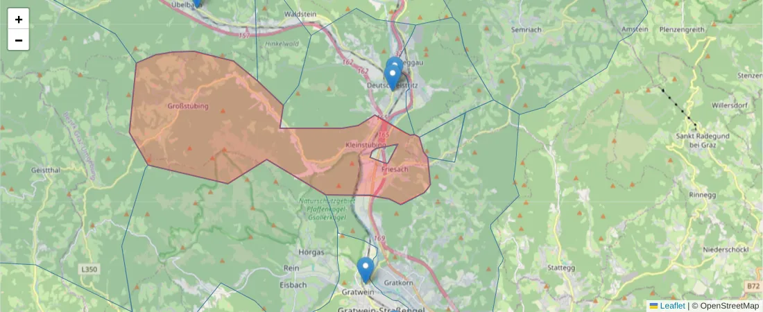 Karte des Postleitzahlen Bereichs  und der umliegenden Postleitzahlen in Deutschland