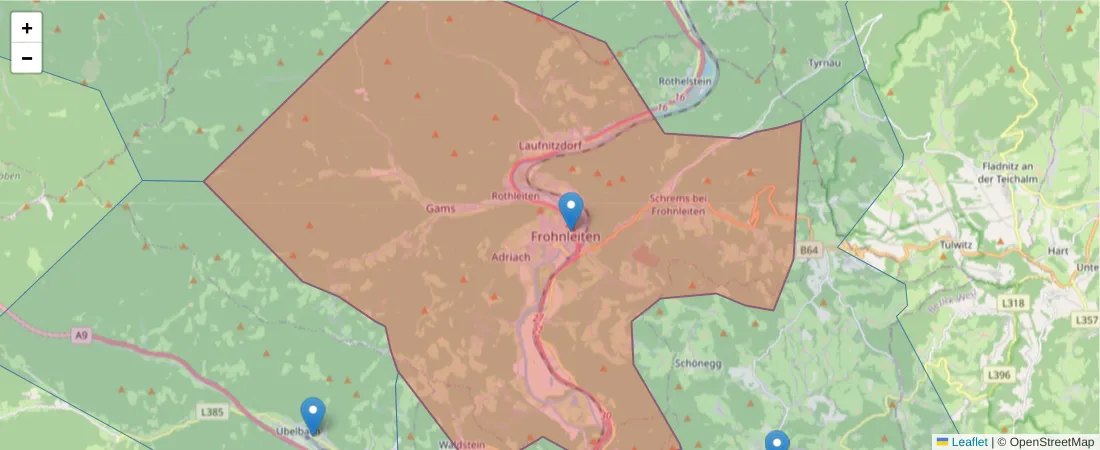 Karte des Postleitzahlen Bereichs  und der umliegenden Postleitzahlen in Deutschland