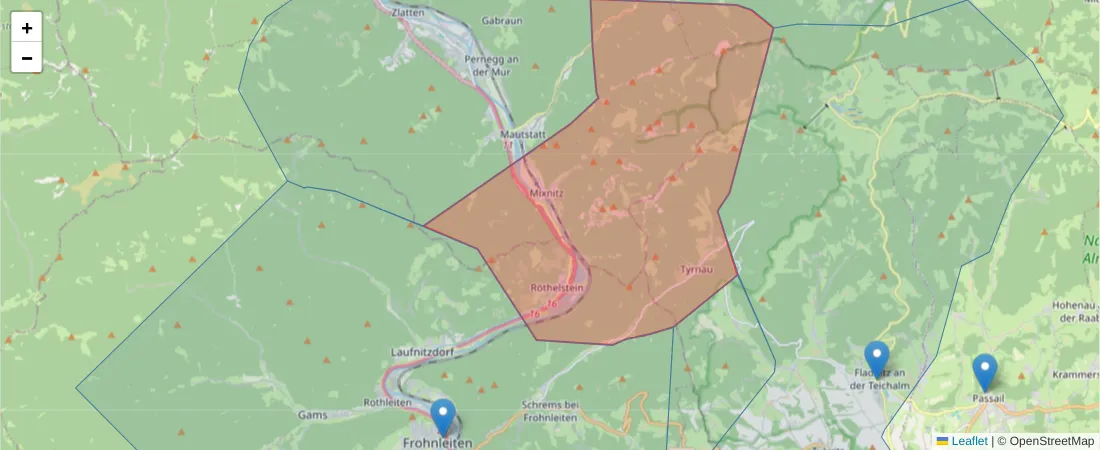Karte des Postleitzahlen Bereichs  und der umliegenden Postleitzahlen in Deutschland