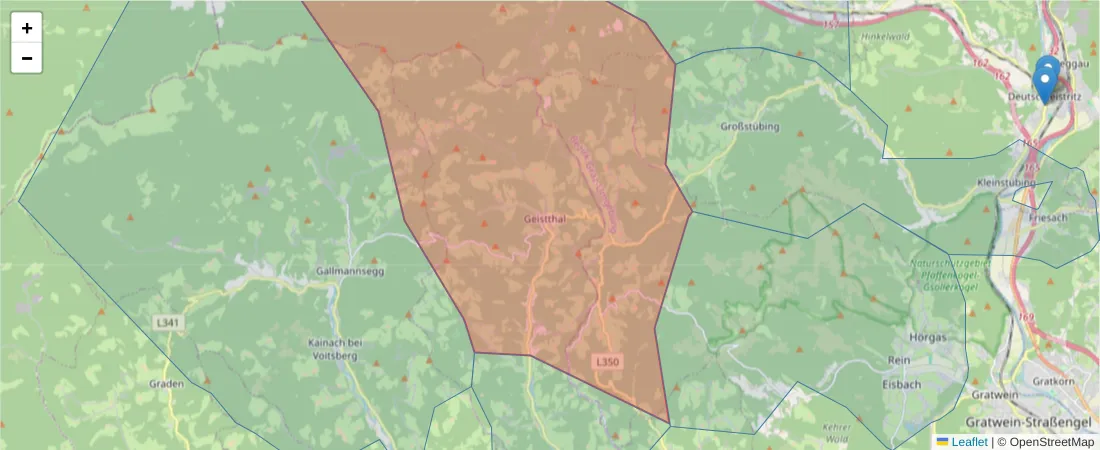 Karte des Postleitzahlen Bereichs  und der umliegenden Postleitzahlen in Deutschland