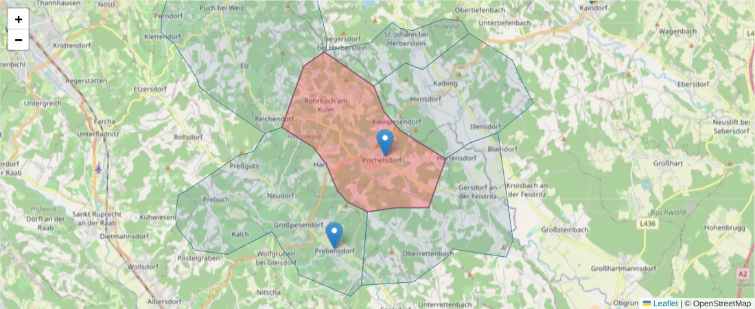 Karte des Postleitzahlen Bereichs  und der umliegenden Postleitzahlen in Deutschland