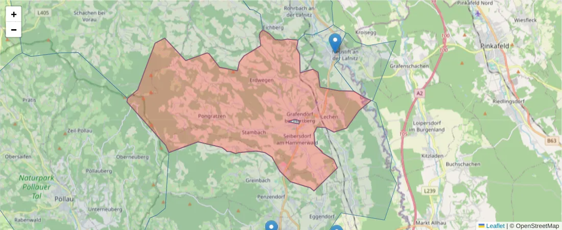 Karte des Postleitzahlen Bereichs  und der umliegenden Postleitzahlen in Deutschland