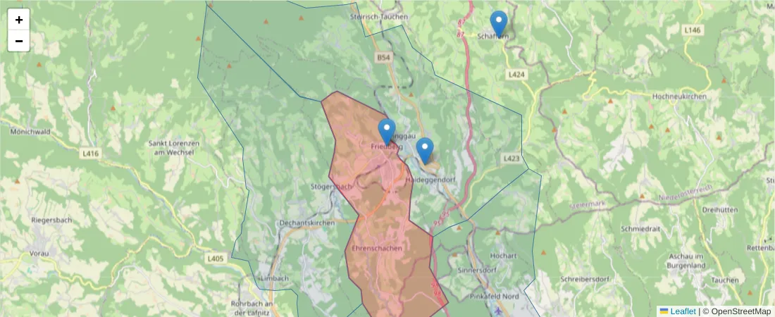 Karte des Postleitzahlen Bereichs  und der umliegenden Postleitzahlen in Deutschland