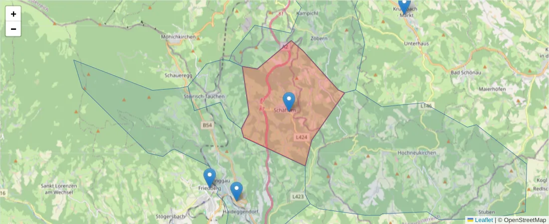 Karte des Postleitzahlen Bereichs  und der umliegenden Postleitzahlen in Deutschland