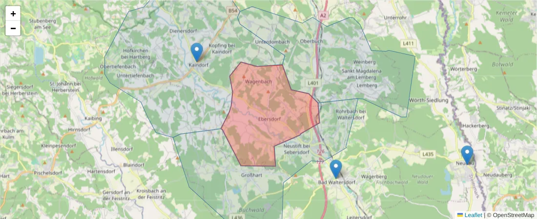 Karte des Postleitzahlen Bereichs  und der umliegenden Postleitzahlen in Deutschland
