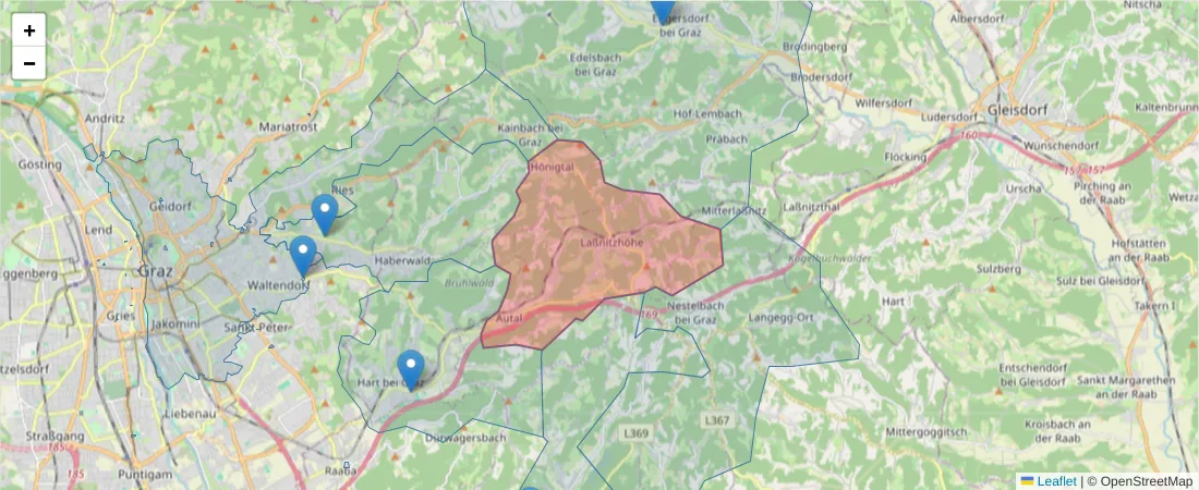 Karte des Postleitzahlen Bereichs  und der umliegenden Postleitzahlen in Deutschland