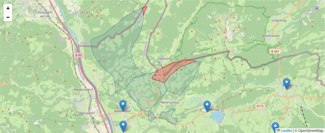 Karte des Postleitzahlen Bereichs  und der umliegenden Postleitzahlen in Deutschland