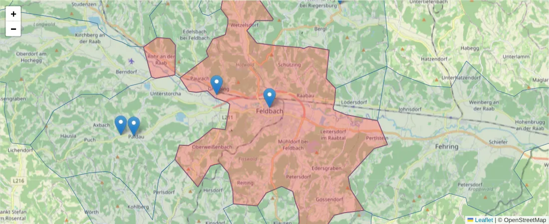 Karte des Postleitzahlen Bereichs  und der umliegenden Postleitzahlen in Deutschland
