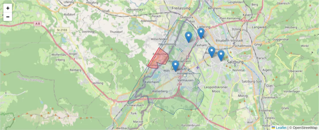 Karte des Postleitzahlen Bereichs  und der umliegenden Postleitzahlen in Deutschland