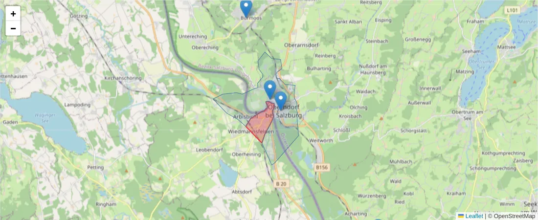 Karte des Postleitzahlen Bereichs  und der umliegenden Postleitzahlen in Deutschland