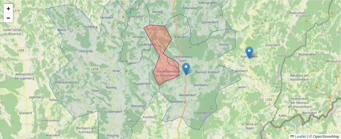 Karte des Postleitzahlen Bereichs  und der umliegenden Postleitzahlen in Deutschland
