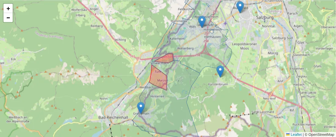 Karte des Postleitzahlen Bereichs  und der umliegenden Postleitzahlen in Deutschland