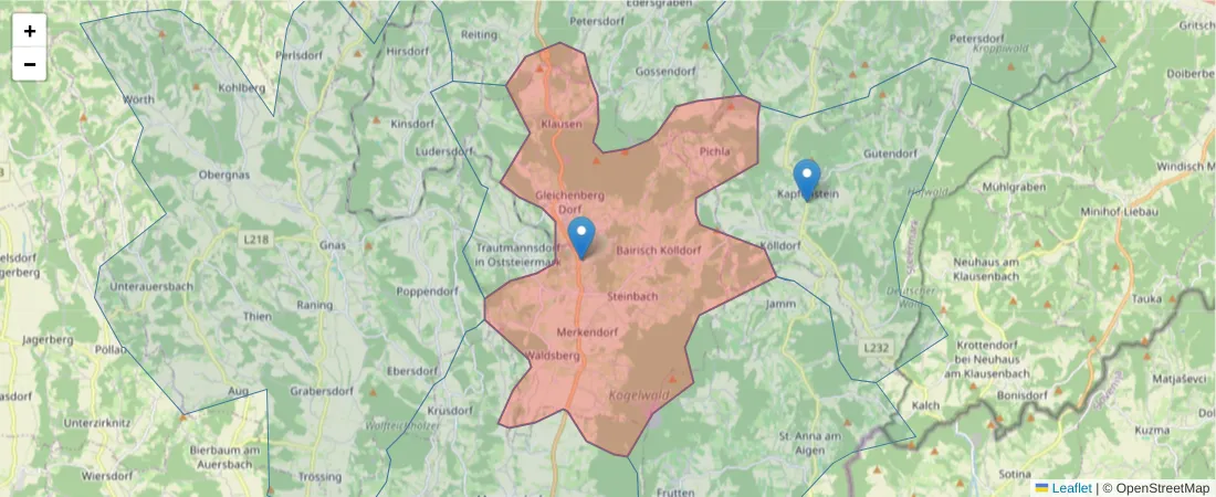 Karte des Postleitzahlen Bereichs  und der umliegenden Postleitzahlen in Deutschland