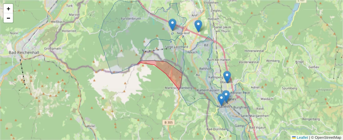 Karte des Postleitzahlen Bereichs  und der umliegenden Postleitzahlen in Deutschland