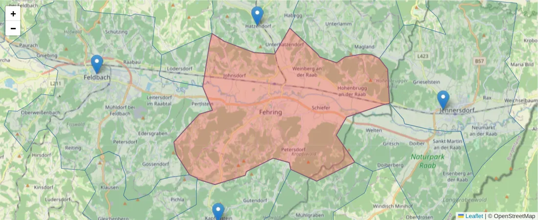 Karte des Postleitzahlen Bereichs  und der umliegenden Postleitzahlen in Deutschland