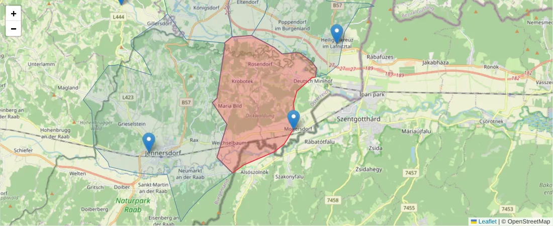 Karte des Postleitzahlen Bereichs  und der umliegenden Postleitzahlen in Deutschland