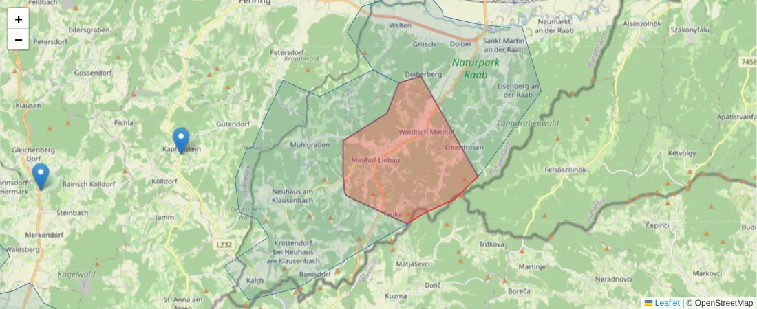 Karte des Postleitzahlen Bereichs  und der umliegenden Postleitzahlen in Deutschland
