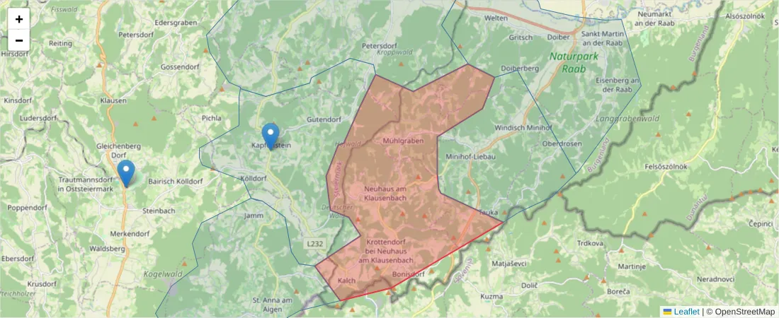 Karte des Postleitzahlen Bereichs  und der umliegenden Postleitzahlen in Deutschland