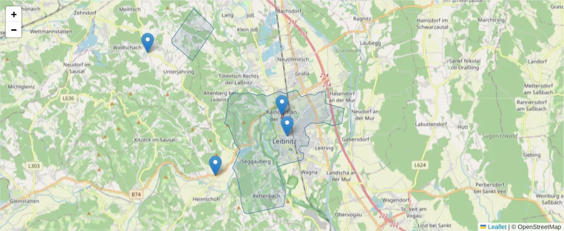 Karte des Postleitzahlen Bereichs  und der umliegenden Postleitzahlen in Deutschland