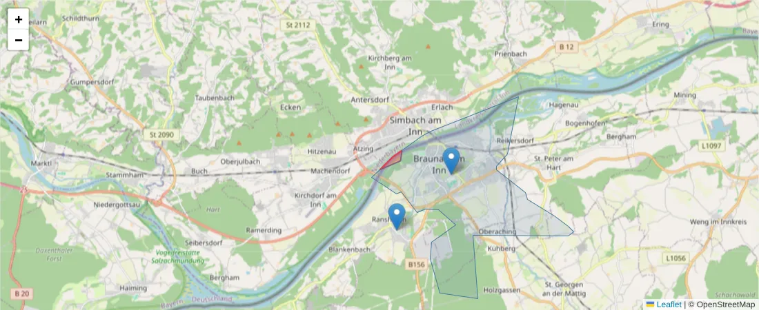 Karte des Postleitzahlen Bereichs  und der umliegenden Postleitzahlen in Deutschland