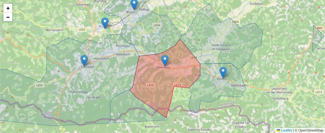 Karte des Postleitzahlen Bereichs  und der umliegenden Postleitzahlen in Deutschland