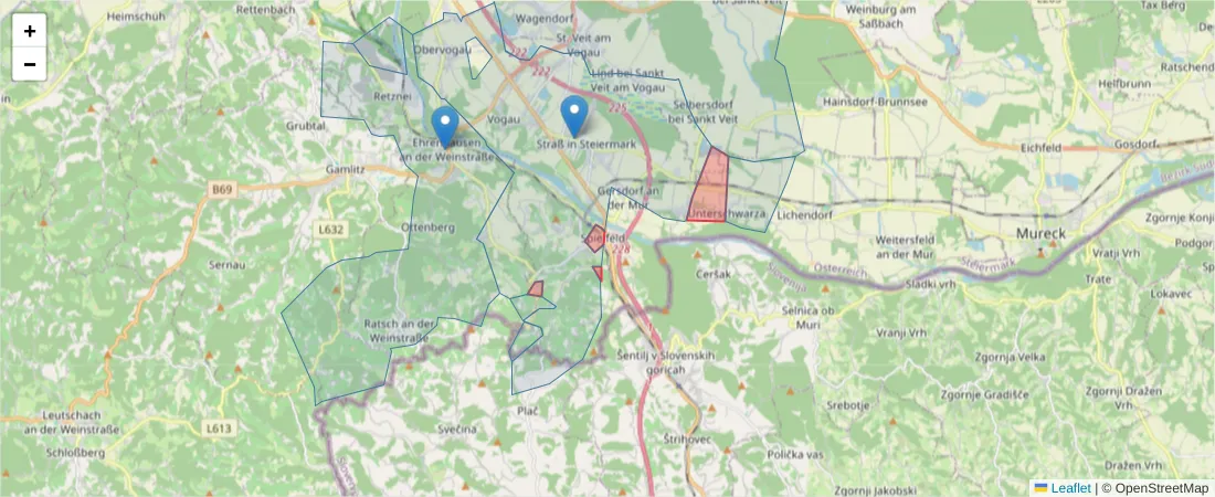 Karte des Postleitzahlen Bereichs  und der umliegenden Postleitzahlen in Deutschland