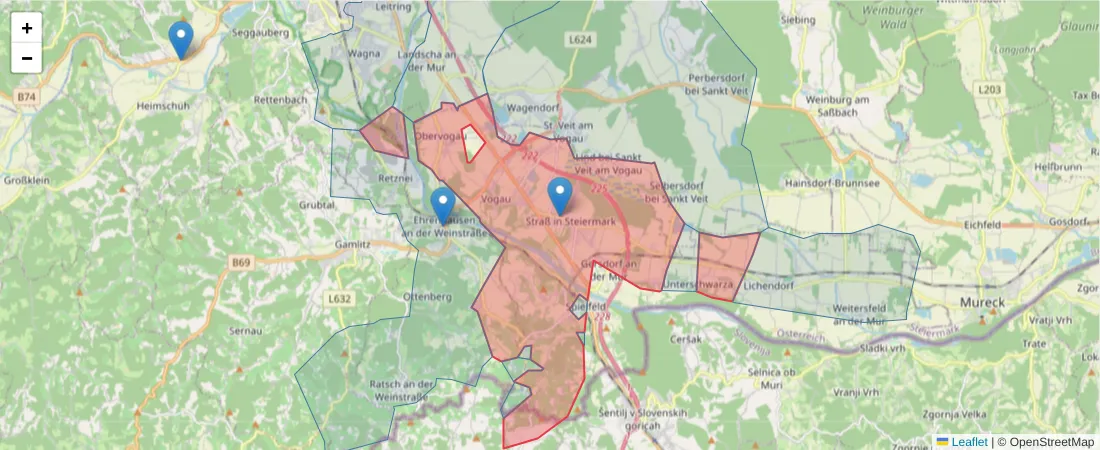 Karte des Postleitzahlen Bereichs  und der umliegenden Postleitzahlen in Deutschland