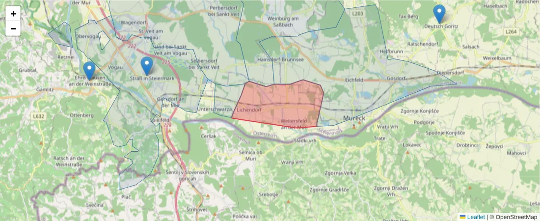 Karte des Postleitzahlen Bereichs  und der umliegenden Postleitzahlen in Deutschland