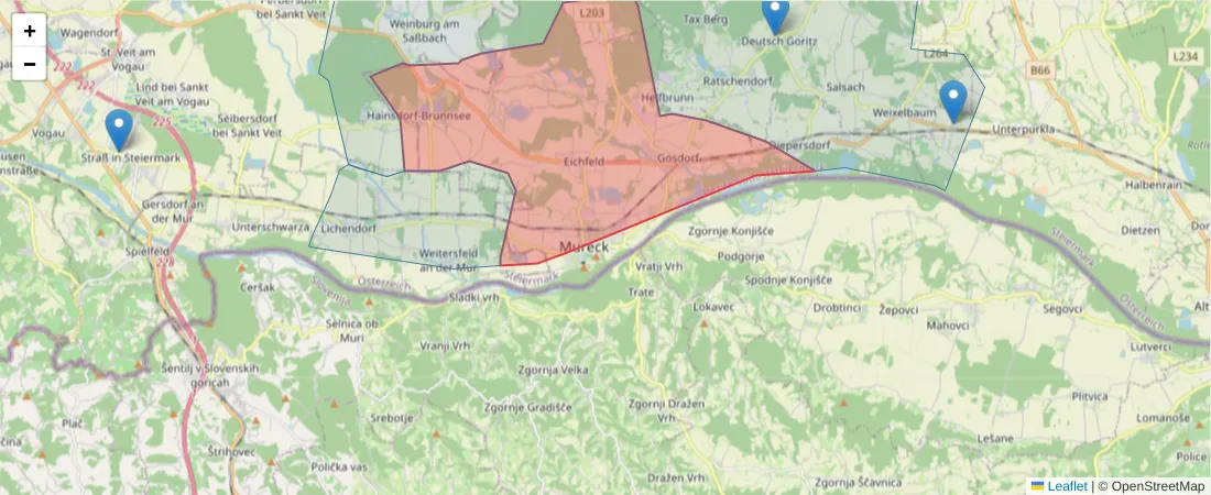 Karte des Postleitzahlen Bereichs  und der umliegenden Postleitzahlen in Deutschland