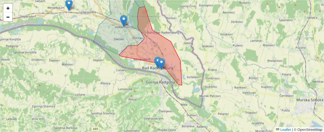 Karte des Postleitzahlen Bereichs  und der umliegenden Postleitzahlen in Deutschland