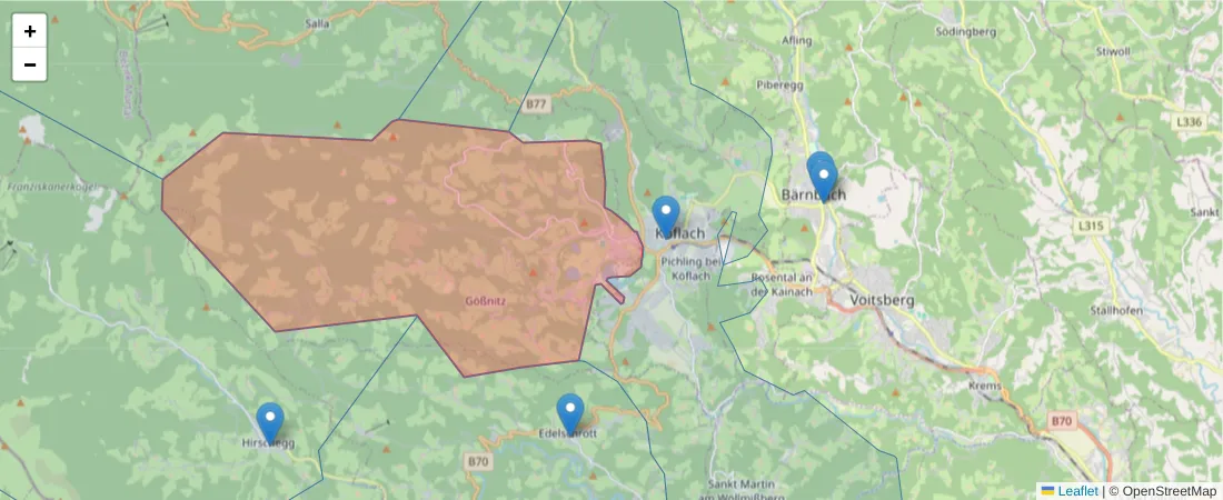 Karte des Postleitzahlen Bereichs  und der umliegenden Postleitzahlen in Deutschland
