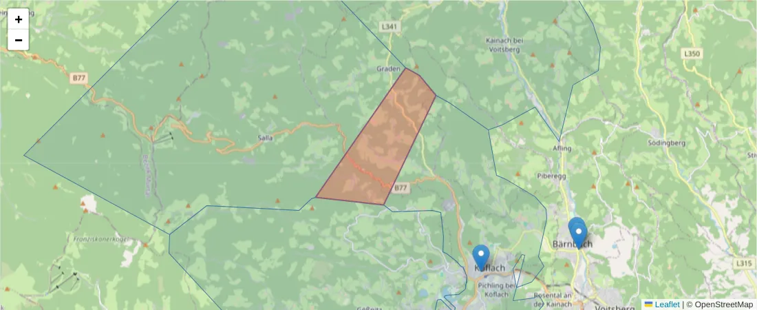 Karte des Postleitzahlen Bereichs  und der umliegenden Postleitzahlen in Deutschland