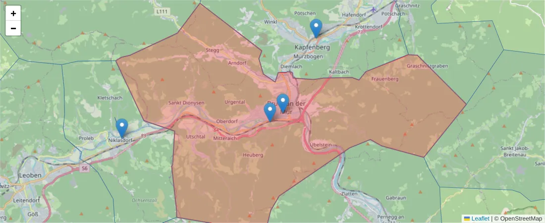 Karte des Postleitzahlen Bereichs  und der umliegenden Postleitzahlen in Deutschland