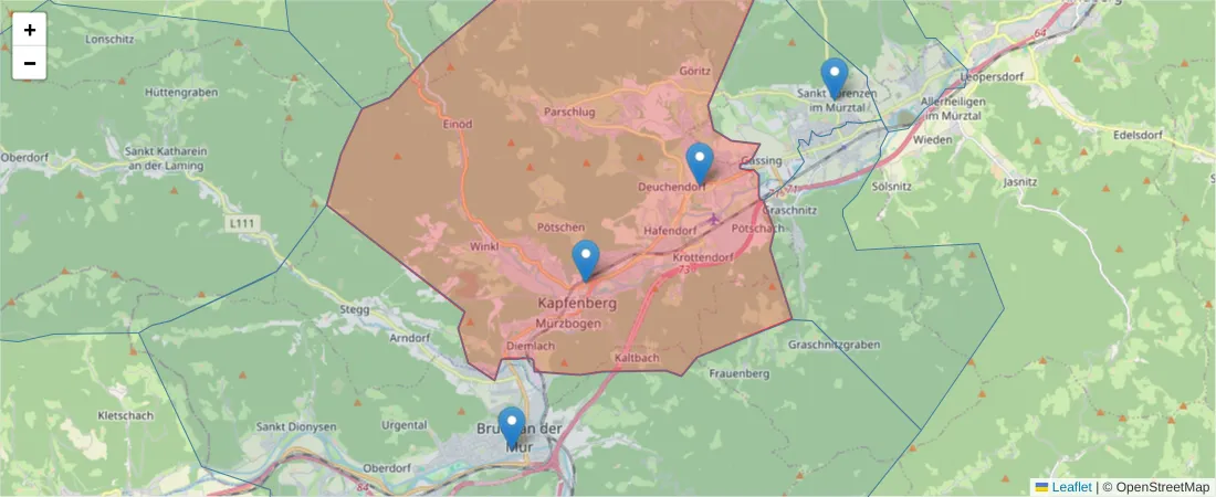 Karte des Postleitzahlen Bereichs  und der umliegenden Postleitzahlen in Deutschland