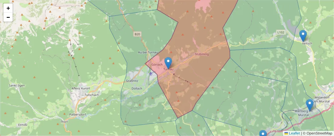 Karte des Postleitzahlen Bereichs  und der umliegenden Postleitzahlen in Deutschland