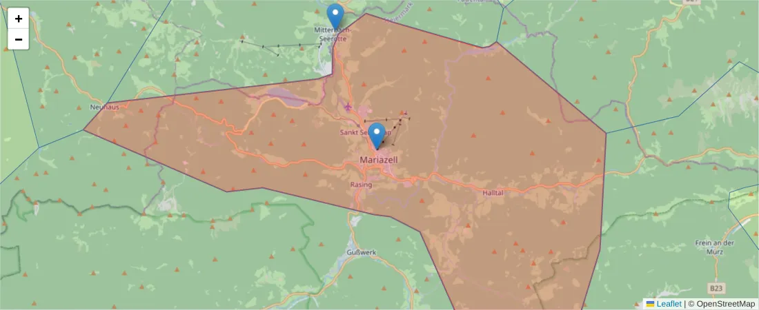 Karte des Postleitzahlen Bereichs  und der umliegenden Postleitzahlen in Deutschland