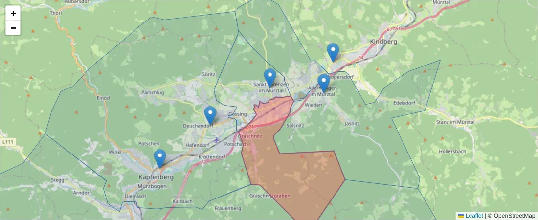Karte des Postleitzahlen Bereichs  und der umliegenden Postleitzahlen in Deutschland