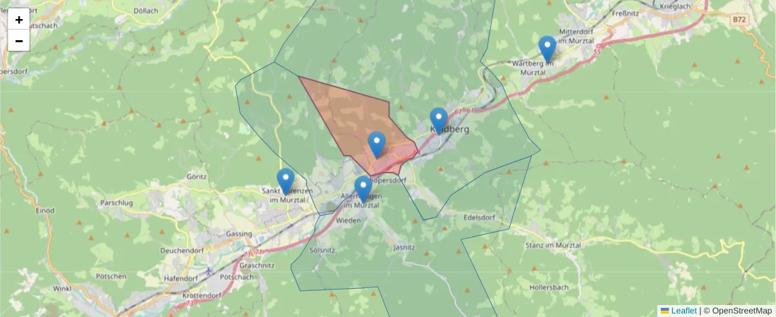 Karte des Postleitzahlen Bereichs  und der umliegenden Postleitzahlen in Deutschland