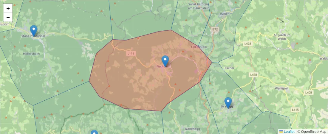Karte des Postleitzahlen Bereichs  und der umliegenden Postleitzahlen in Deutschland