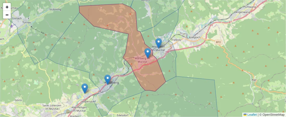 Karte des Postleitzahlen Bereichs  und der umliegenden Postleitzahlen in Deutschland