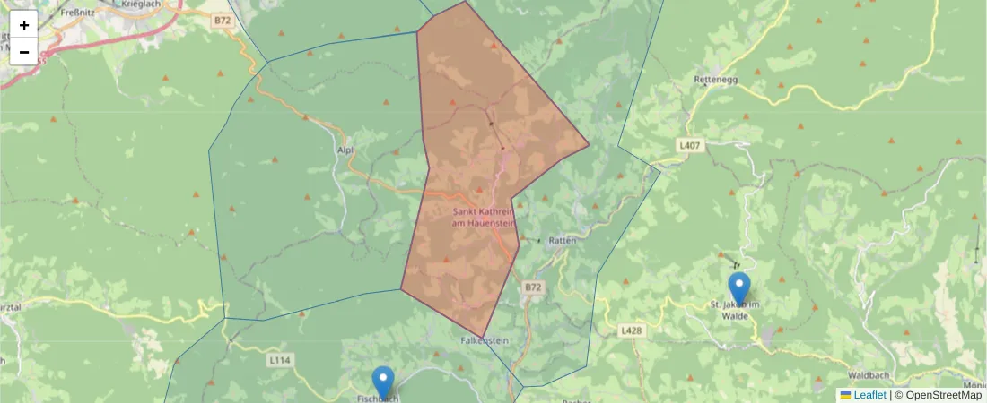 Karte des Postleitzahlen Bereichs  und der umliegenden Postleitzahlen in Deutschland