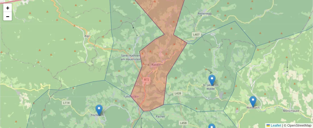 Karte des Postleitzahlen Bereichs  und der umliegenden Postleitzahlen in Deutschland