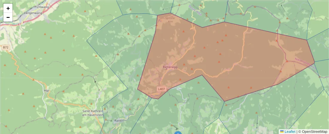 Karte des Postleitzahlen Bereichs  und der umliegenden Postleitzahlen in Deutschland
